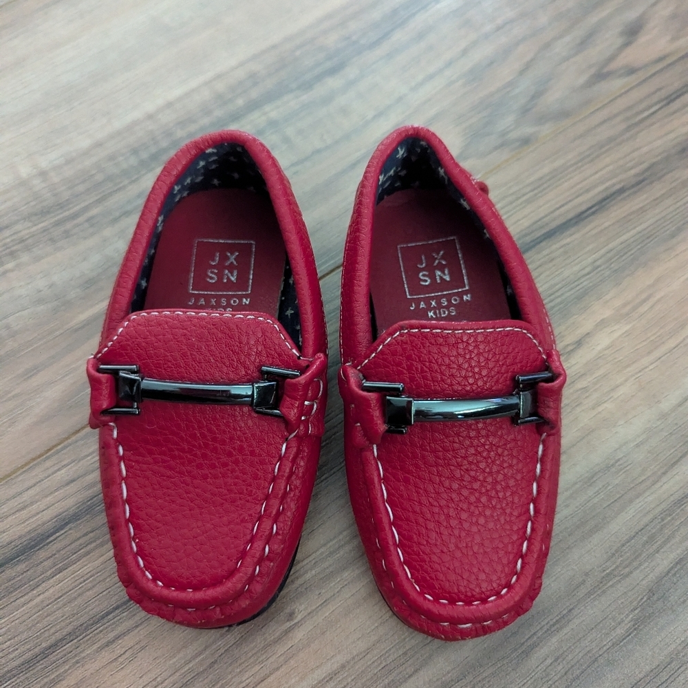 Jaxson Kids Baby Red Loafers In A Size 4. Slide On Baby Loafers.